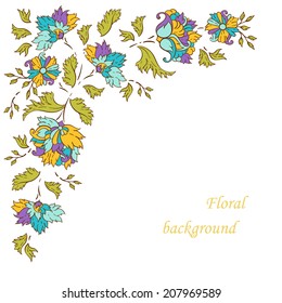 Floral background. Beautiful invitation card with stylized flower.