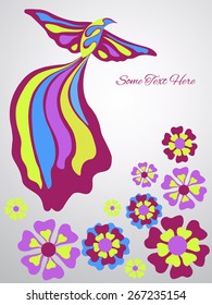 floral background with bird