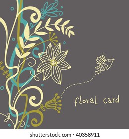 Fondo floral con ave
