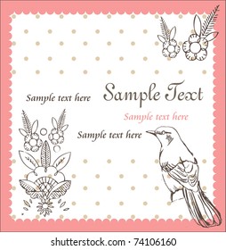 floral background with a bird for your text.you can use this card like wedding or birthday invitation.