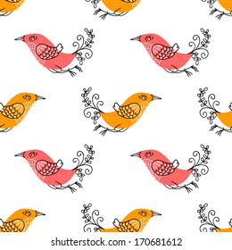Floral background with birds