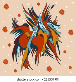 Floral Background with birds. 