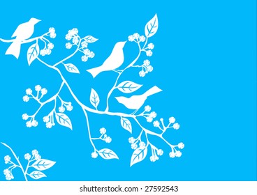 Floral Background, birds