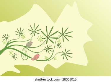 Floral background with birds