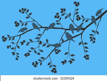 Floral Background, birds