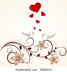 Floral background with birds.