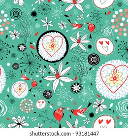 floral background with birds