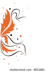 Floral background in black and orange