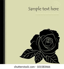 Floral background with black rose, vector illustration