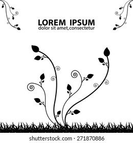 Floral background. Black floral silhouette. EPS10 vector