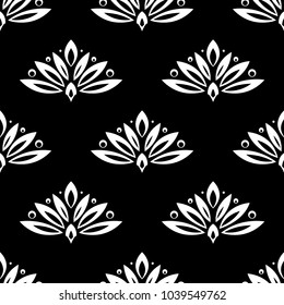 Floral background with black and white seamless pattern. Design for wallpapers and textile