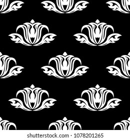 Floral background with black and white seamless pattern. Design for wallpapers and textile