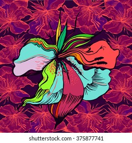 Floral background with blooming lilies