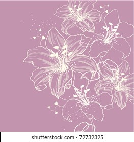 floral background with blooming lilies