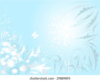 Floral Background in Blue