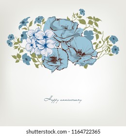 Floral background, blue flowers bouquet