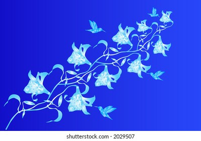 Fondo floral - orquídea azul - vector