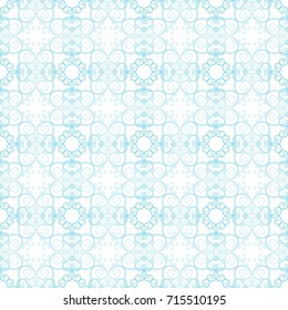 Floral background. Blue seamless pattern on white background. Vector illustration
