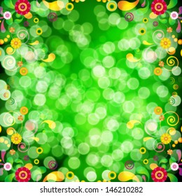 Floral background with bokeh defocused lights.