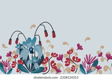 Floral background border frame. Doodle style flower background design for greeting card decoration Mother’s Day, Father’s Day, birthday card, anniversary. 