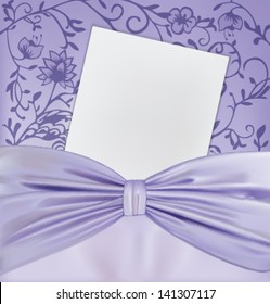 Floral background with a bow and a blank white paper. Vector illustration
