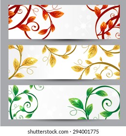 Floral background. Branch with a colored leaves