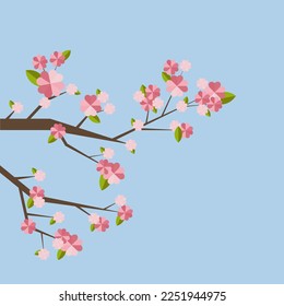 Fondo floral con ramas de flores de cerezo. Ilustración de vectores para el diseño de la temporada de primavera