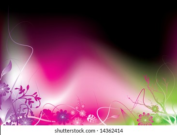 Floral background with bright colours blending into each other