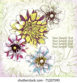 floral background with bright fantasy flowers