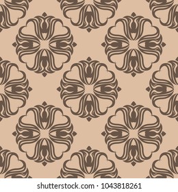 Floral background with brown beige seamless pattern. Design for wallpapers and textile