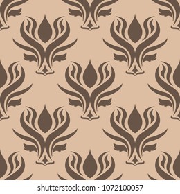 Floral background with brown beige seamless pattern. Design for wallpapers and textile