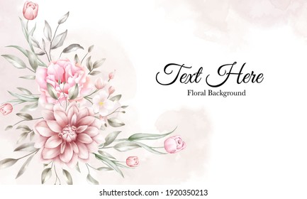 Floral background with brown and peach flowers and leaves decoration