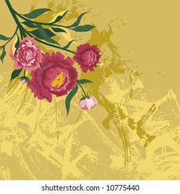Floral background with a bunch of flowers and grunge details, vector illustration series.