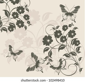 floral background with butterflies