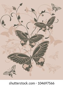 floral background with butterflies