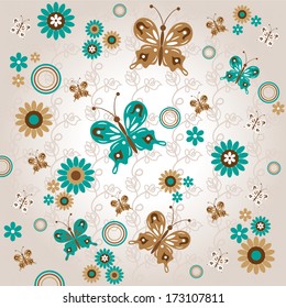 Floral background with butterflies