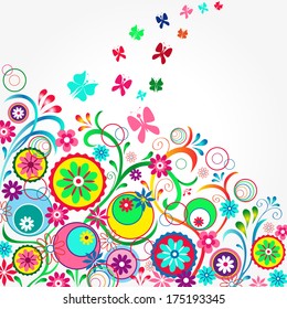 Floral background with butterflies