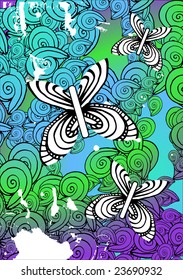 floral background with butterflies