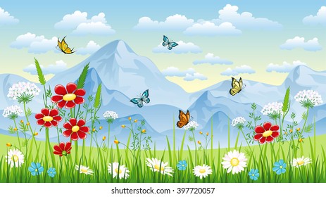 Floral background with butterflies