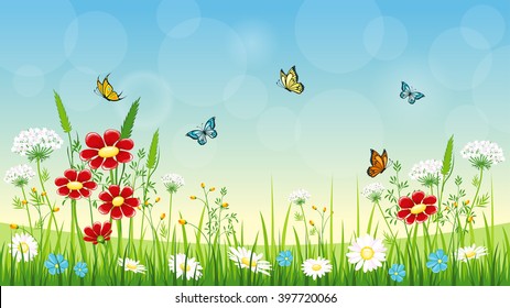 Floral background with butterflies