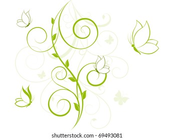 Fondo floral con mariposas.