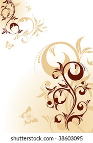 Floral Background with Butterflies for design, vector illustration