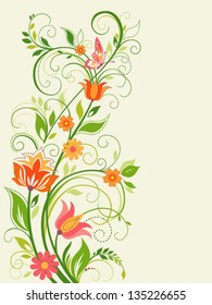 Floral background with butterfly