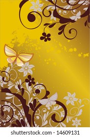 floral background with butterfly