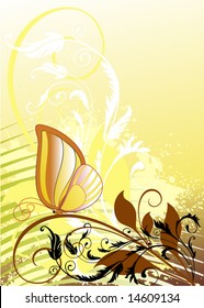 floral background with butterfly