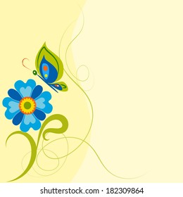 Floral background and butterfly.