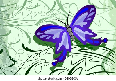 Floral background with butterfly.