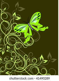 Floral background with butterfly.