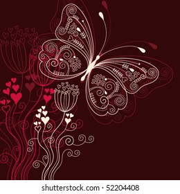 floral background with butterfly