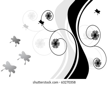 floral background with butterfly